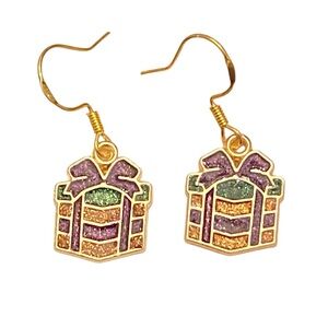 Mardi Gras Theme Gift Box Earrings